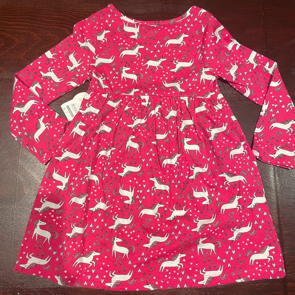 Nwt Wonder Nation Organic baby 18mths Long Sleeve Knit Dress +Pocket Unicorn - Picture 10 of 10